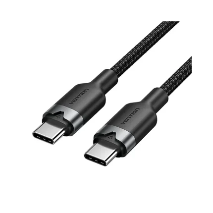 VENTION TRDBF USB 2.0 Type-C Male to Type-C Male 3A Cable 1M Black Aluminum Alloy Type