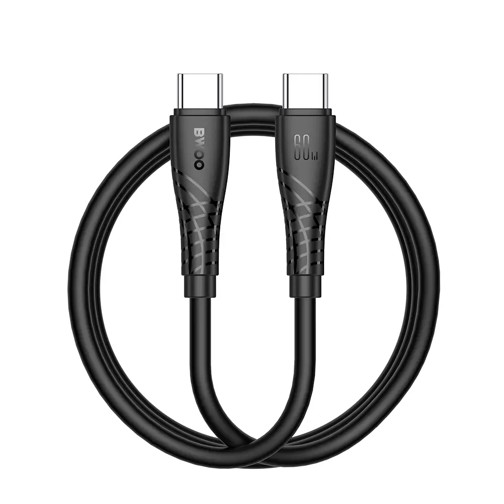 BWOO 60W cable USB-C - USB-C BO-X318 1m black BWOO 60W cable USB-C - USB-C BO-X318 1m black - Image 1