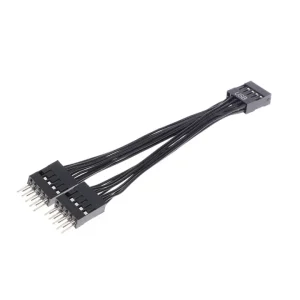 USB Header Extension Cable 9Pin 1 Female to 2 Male Y Splitter Cable Black