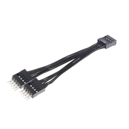 USB Header Extension Cable 9Pin 1 Female to 2 Male Y Splitter Cable Black
