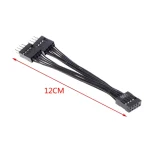 USB Header Extension Cable 9Pin 1 Female to 2 Male Y Splitter Cable Black - Image 4